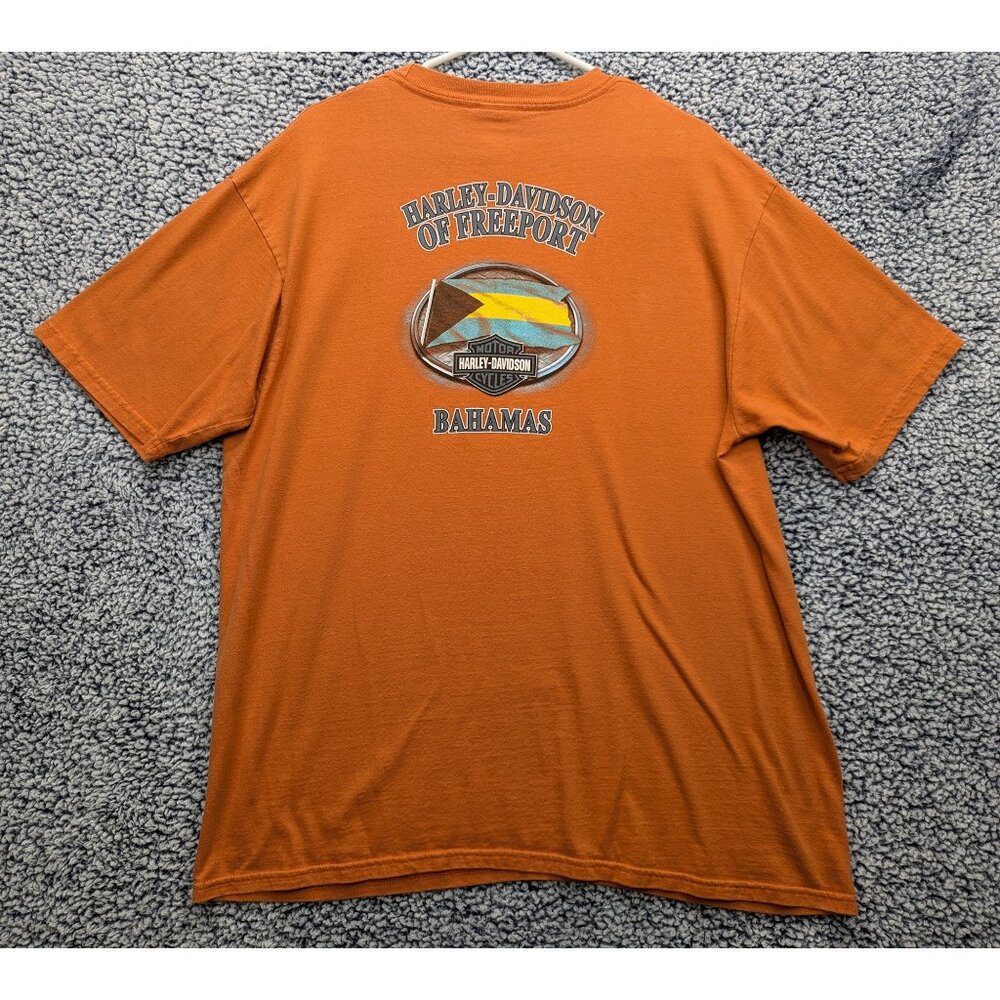 Harley Davidson Bahamas T Shirt Mens XL Graphic Print Short Sleeve Biker Orange